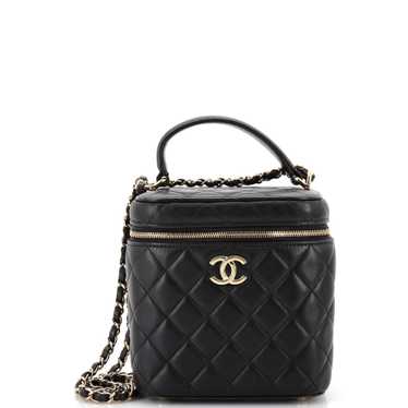 CHANEL CC Top Handle Vanity Case with Chain Quilt… - image 1