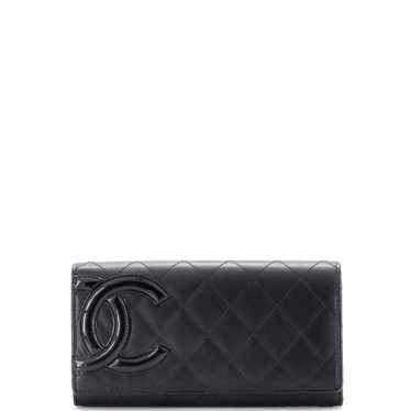 CHANEL Cambon Gusset Wallet Quilted Lambskin Long