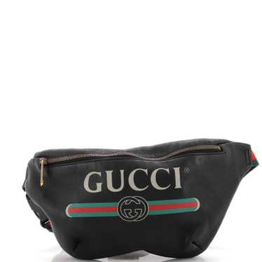 GUCCI Logo Belt Bag Printed Leather Medium