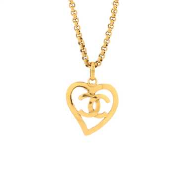 CHANEL Vintage CC Heart Pendant Long Necklace - image 1
