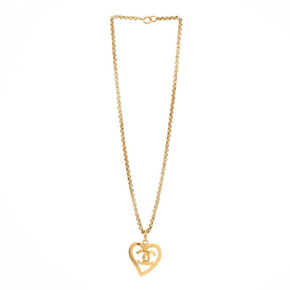 CHANEL Vintage CC Heart Pendant Long Necklace - image 2
