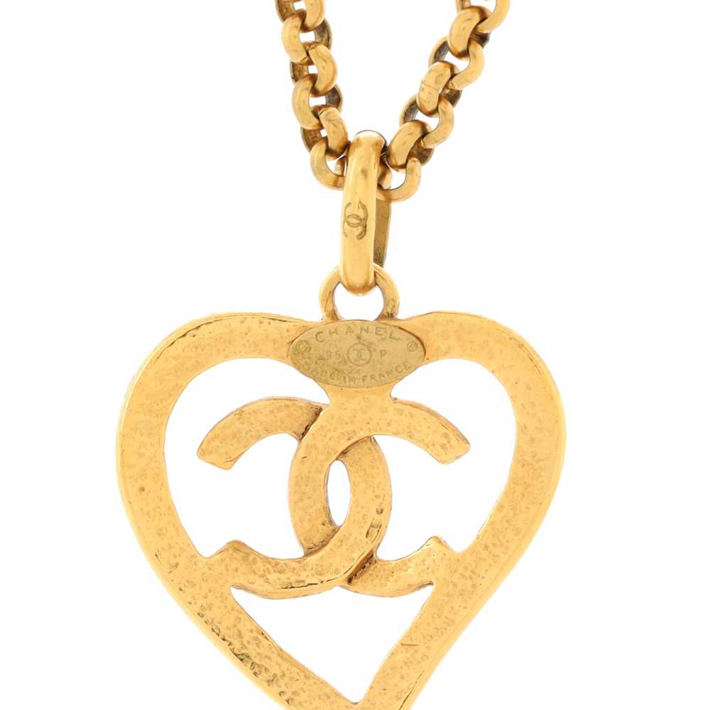 CHANEL Vintage CC Heart Pendant Long Necklace - image 3
