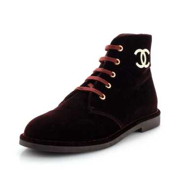 CHANEL Women's CC Desert Ankle Boots Velvet