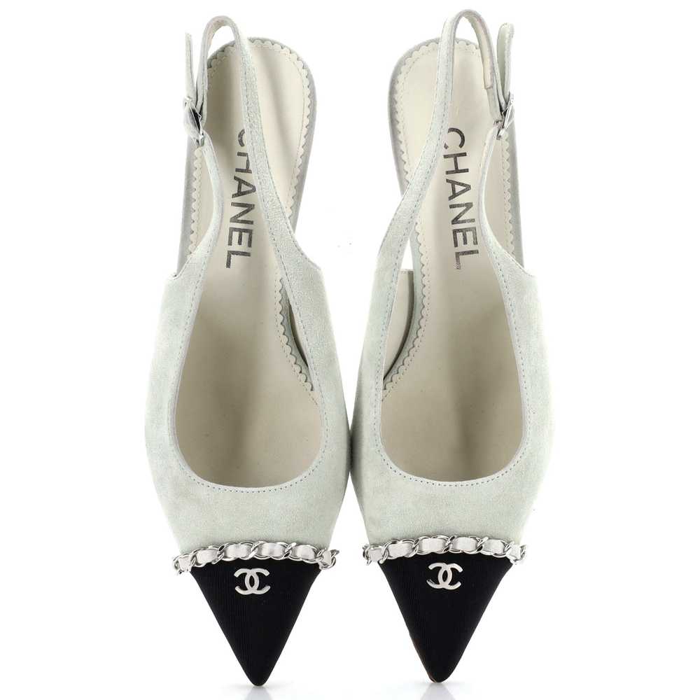 CHANEL Women's Chained Pointed CC Cap Toe Slingba… - image 2