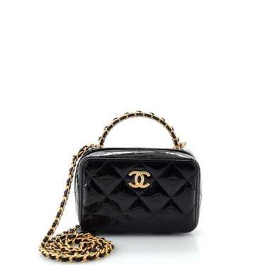 CHANEL Woven Chain Top Handle Vanity Case Quilted 