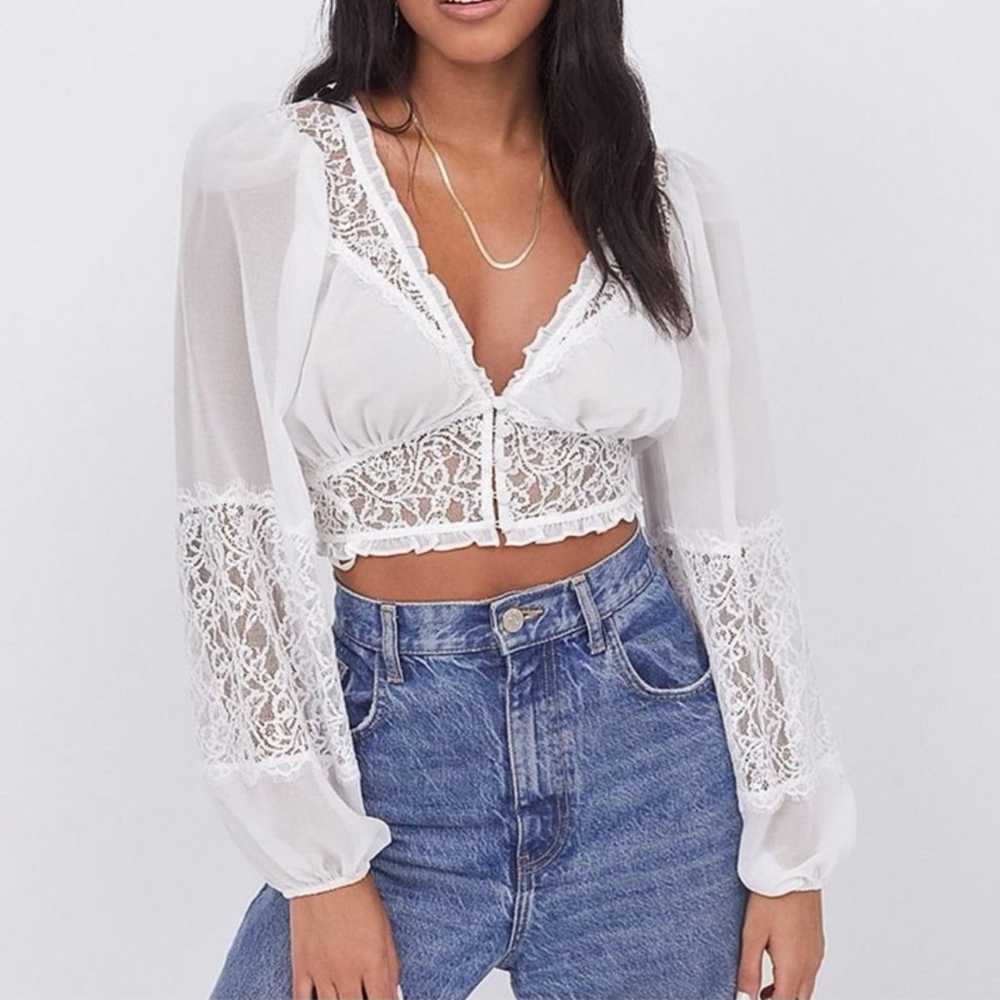 For Love and Lemons  Freya Flower Lace Top - image 3