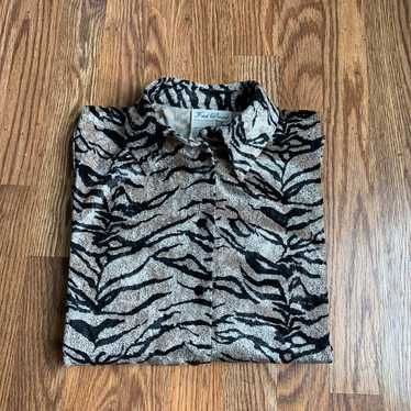 vintage Fred David tiger striped button-up, size S - image 1