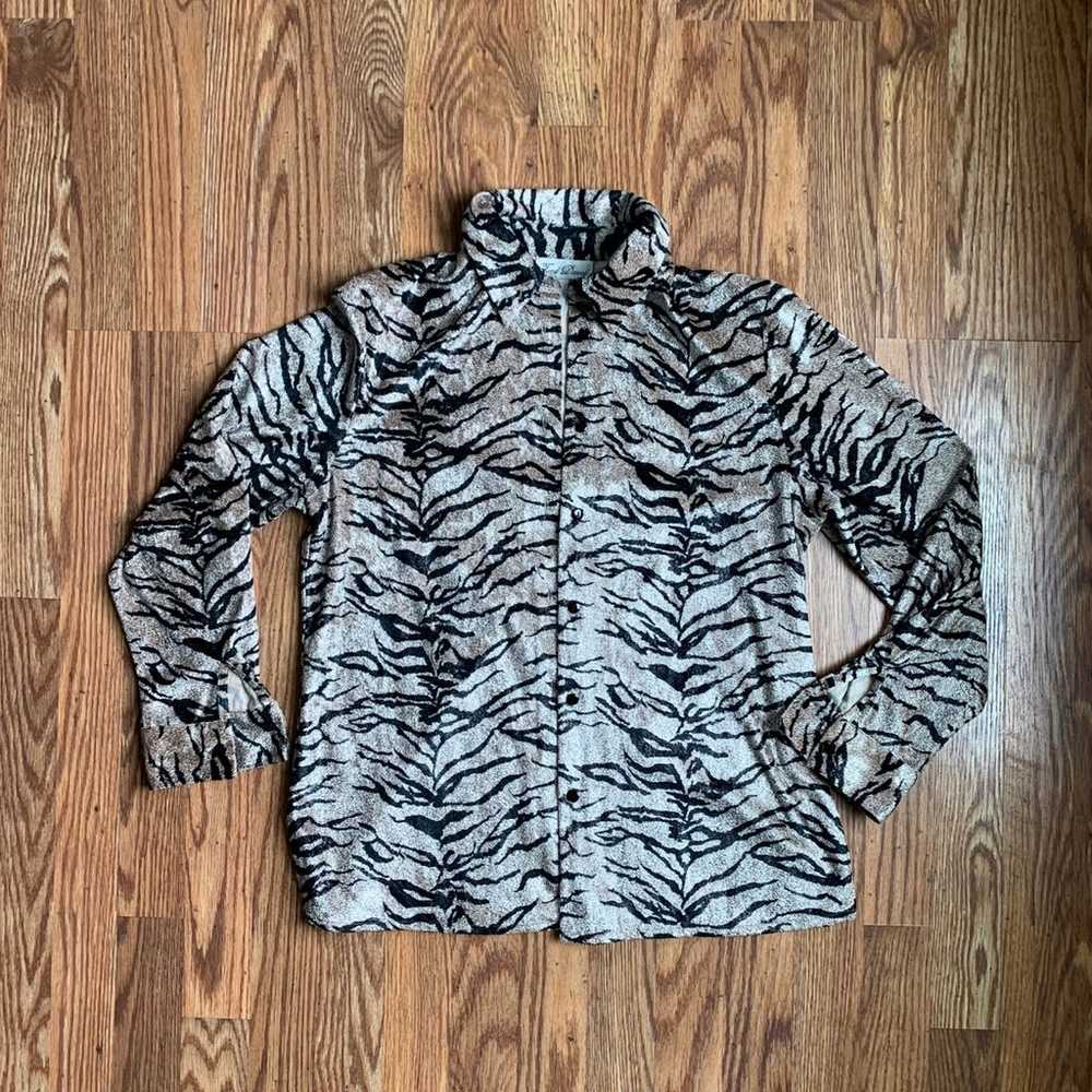 vintage Fred David tiger striped button-up, size S - image 2