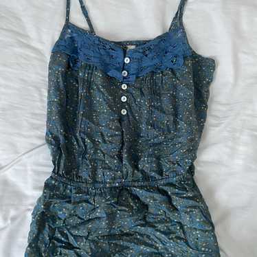 Vintage lacey blue floral blouse - image 1