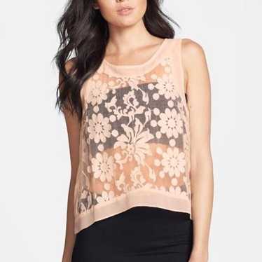 ASTR Sheer Floral Embroidered Blouse | Size Medium