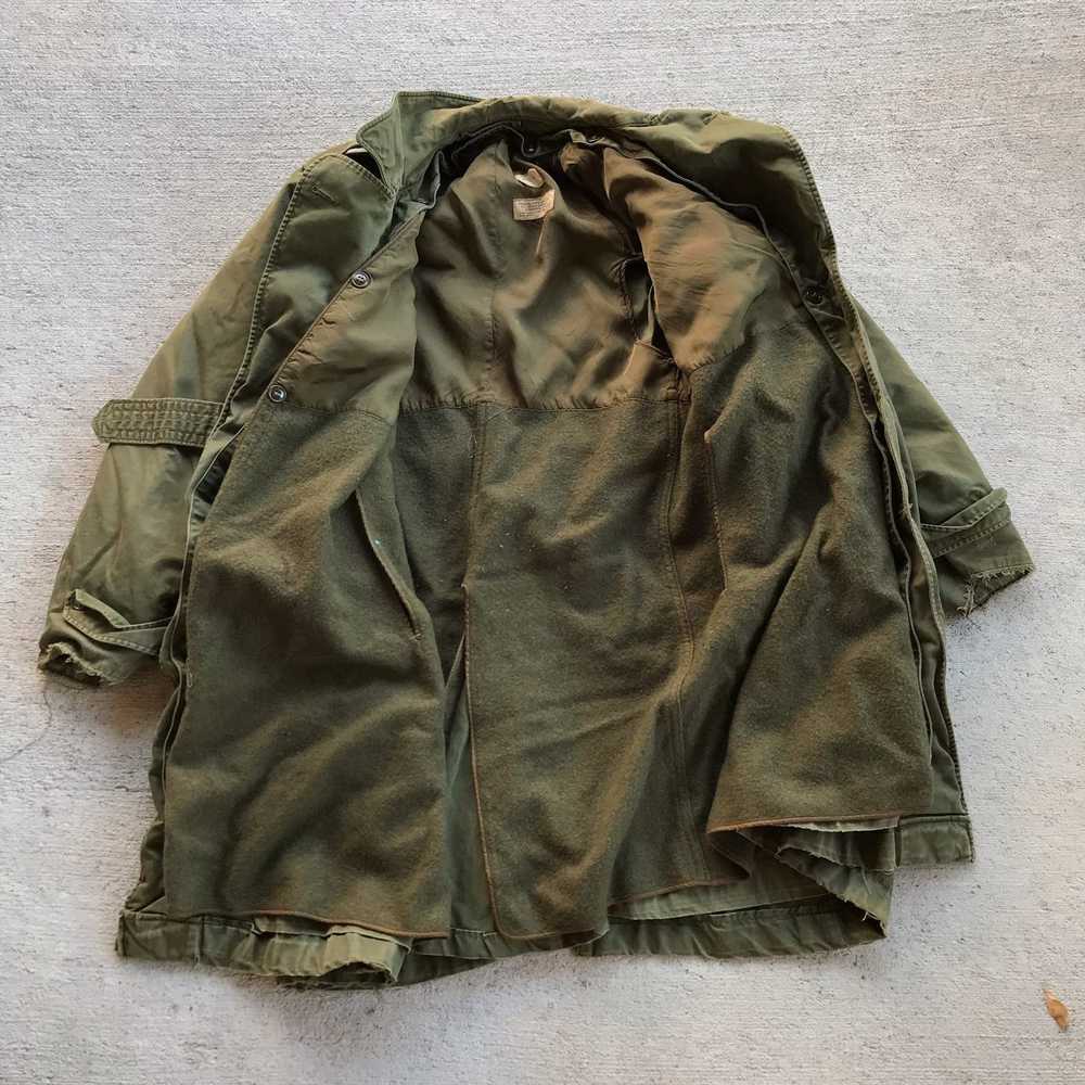 Vintage 50's Korean War Green Trench Overcoat Woo… - image 9