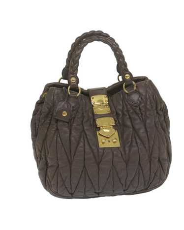 Miu Miu Leather Brown Materasse Hand Bag with Key 