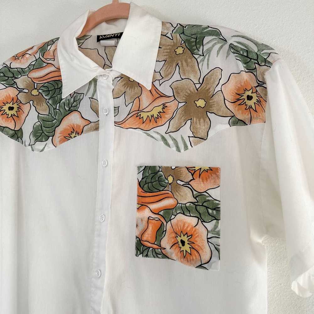 Avanti Vintage Floral Button Up Blouse Short Slee… - image 2