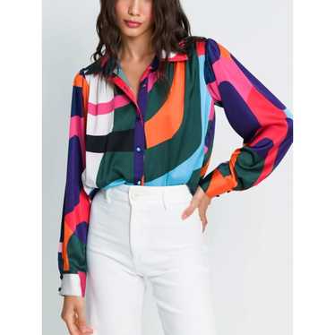 Hutch Hutch Long Sleeve Kodie Top - Abstract - Nav