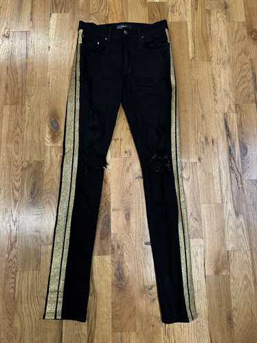 Amiri Amiri Gold Stripe Black Denim Jeans Size 30 - image 1