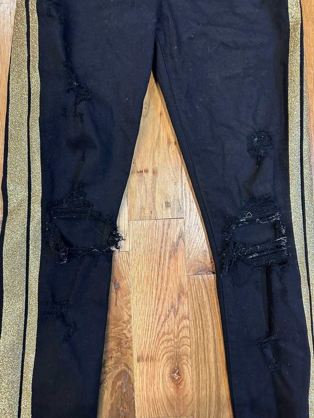 Amiri Amiri Gold Stripe Black Denim Jeans Size 30 - image 3