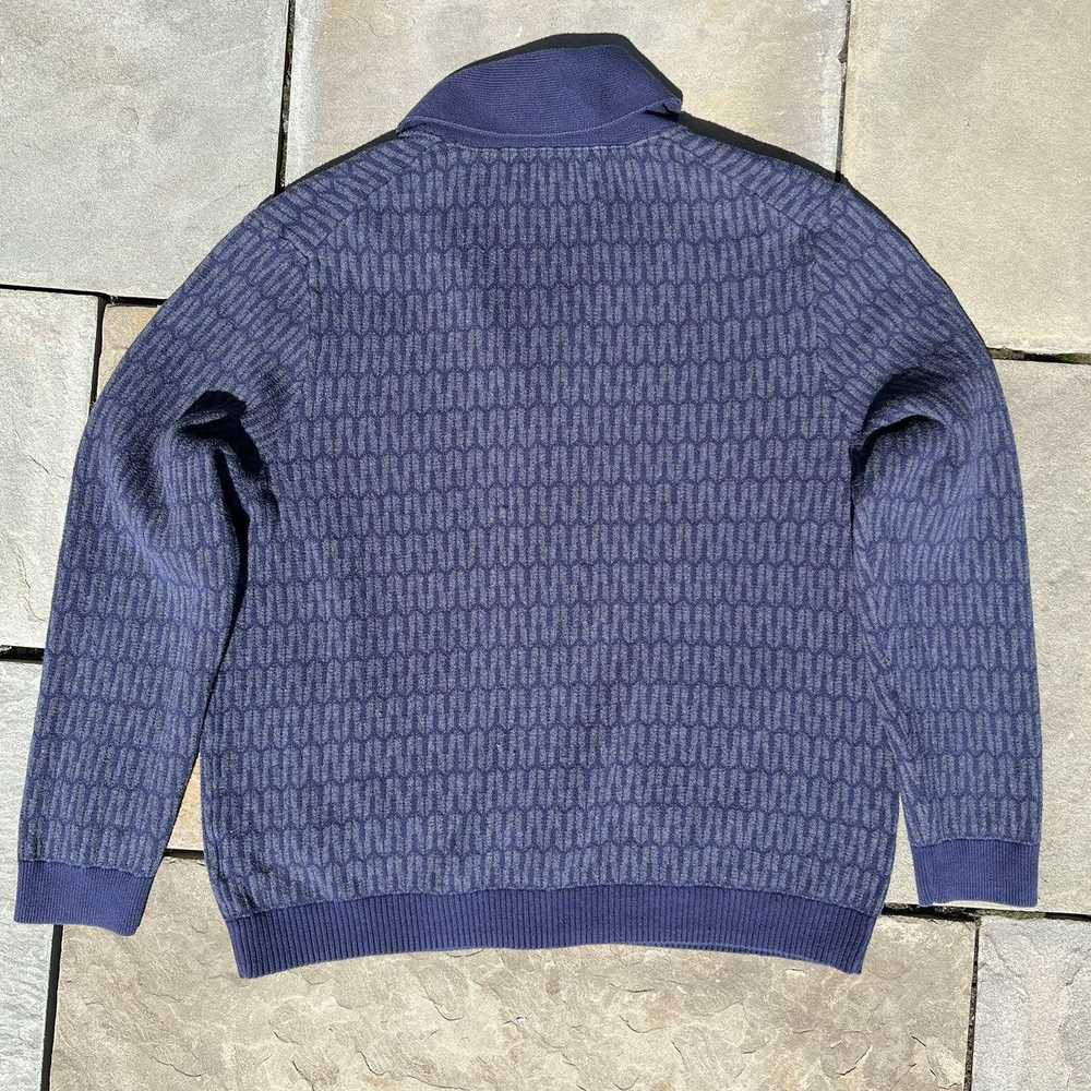 Tasso Elba Navy Cardigan Collar Pattern Sweater - image 2