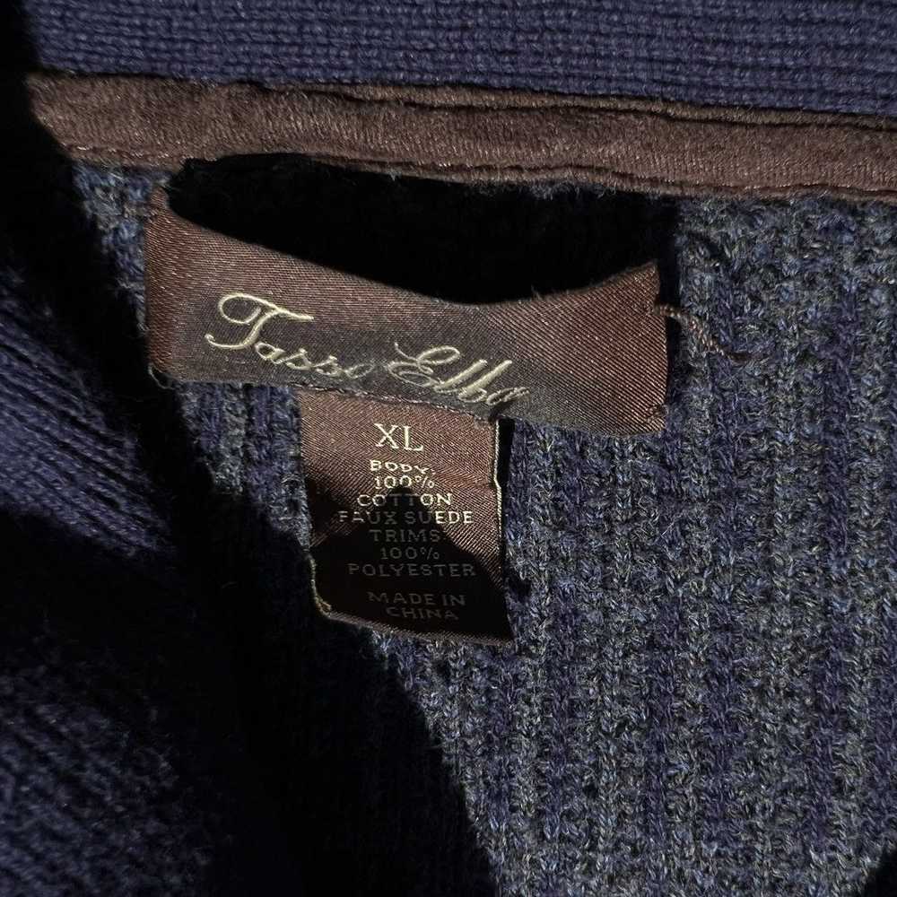 Tasso Elba Navy Cardigan Collar Pattern Sweater - image 3