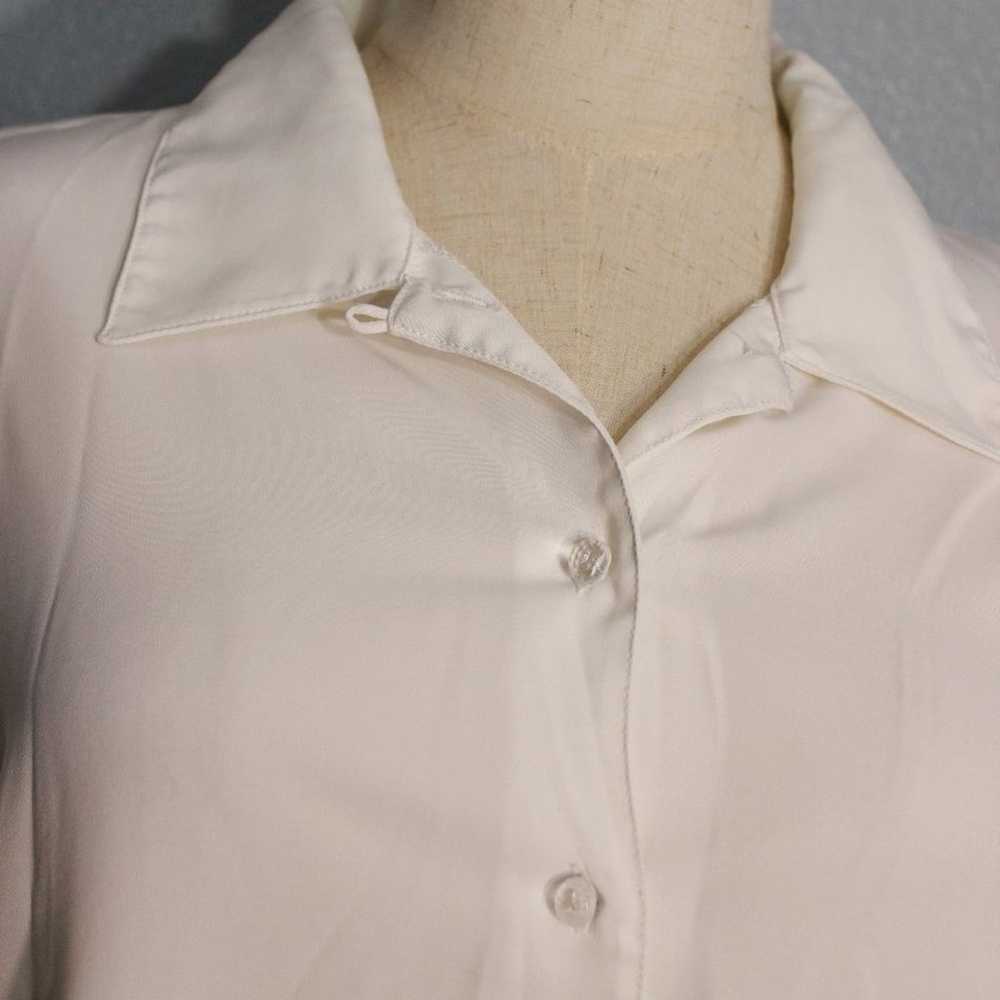 Vintage 80s White Embroidered Button-down Blouse … - image 3