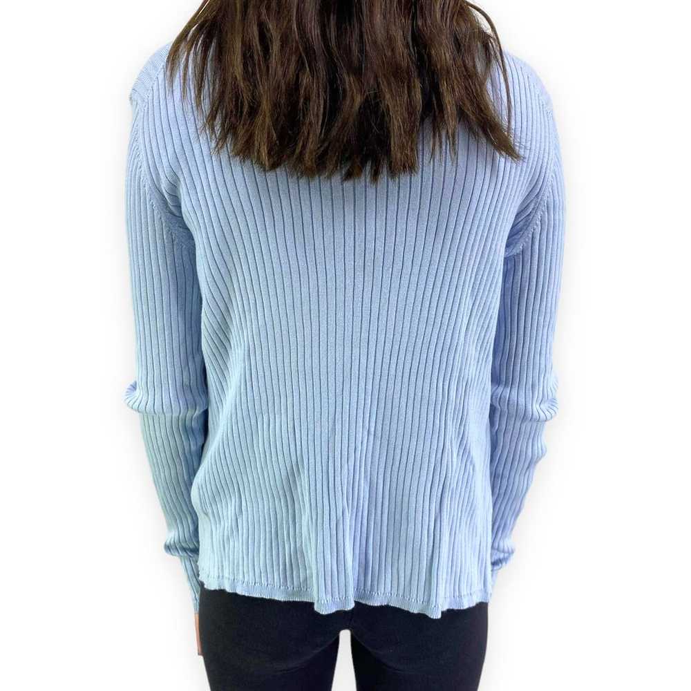 00s LEGGIADRO Vintage Blue Ribbed Knit Sweater Ta… - image 11