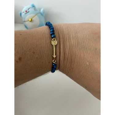Handmade Pretty blue glass bead arrow bracelet go… - image 1