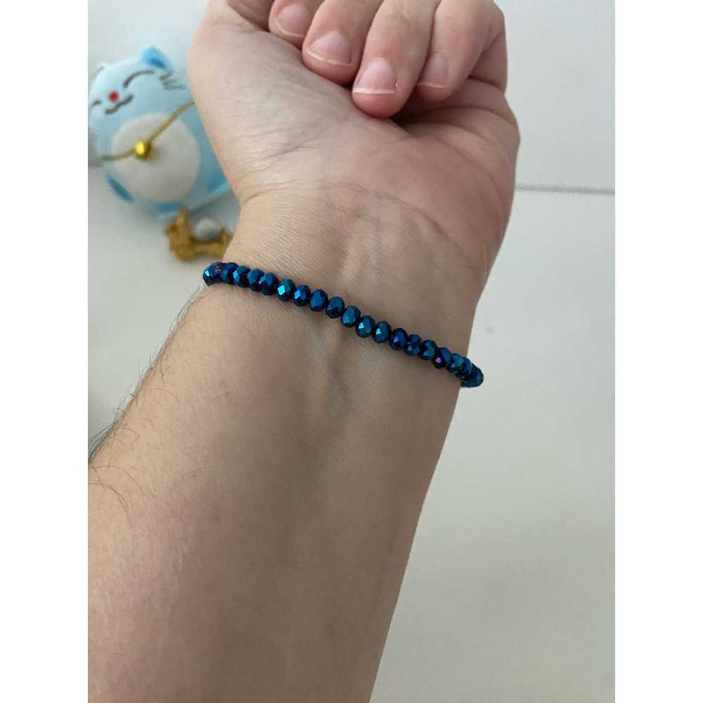 Handmade Pretty blue glass bead arrow bracelet go… - image 2