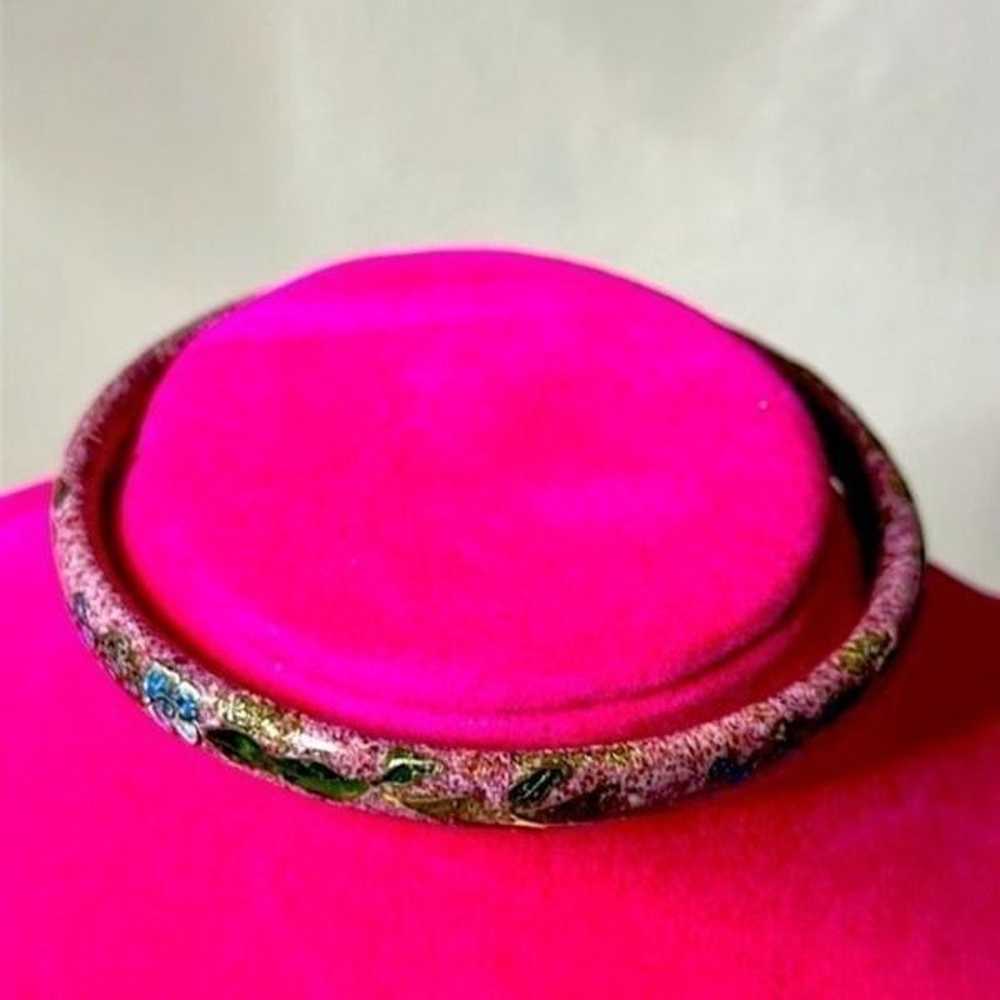 Rare Vintage Light Pink Cloisonne Enamel Round Ba… - image 9