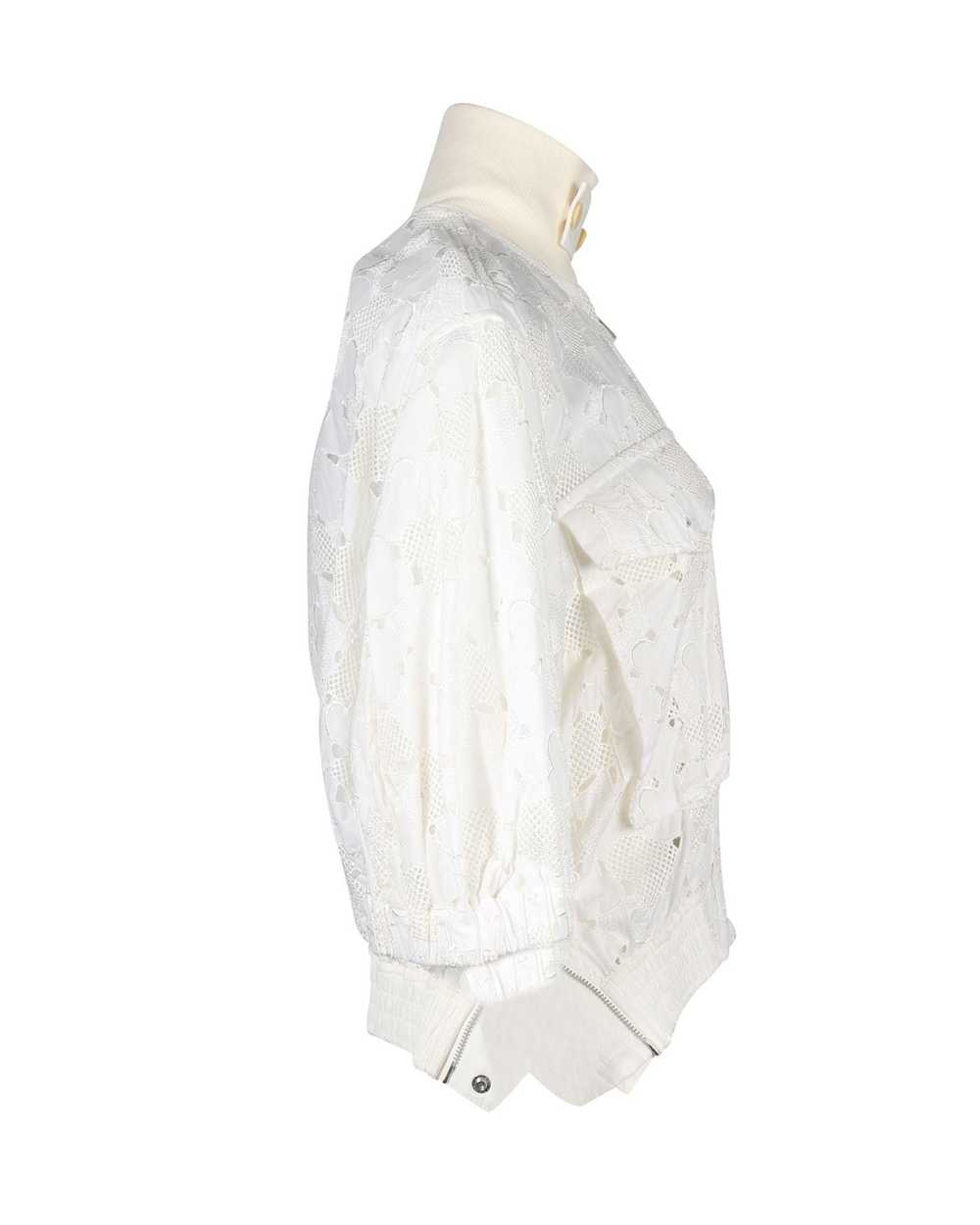 Sacai White Cotton Lace Bomber Jacket by Sacai - image 2