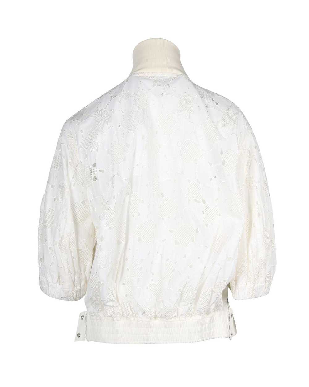 Sacai White Cotton Lace Bomber Jacket by Sacai - image 3