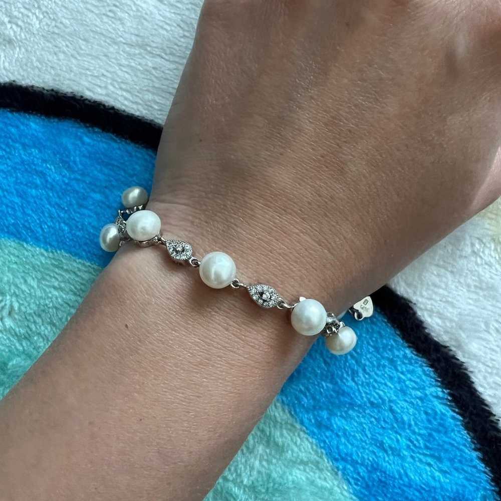 Sterling Silver 925 bracelet natural pearls - image 1