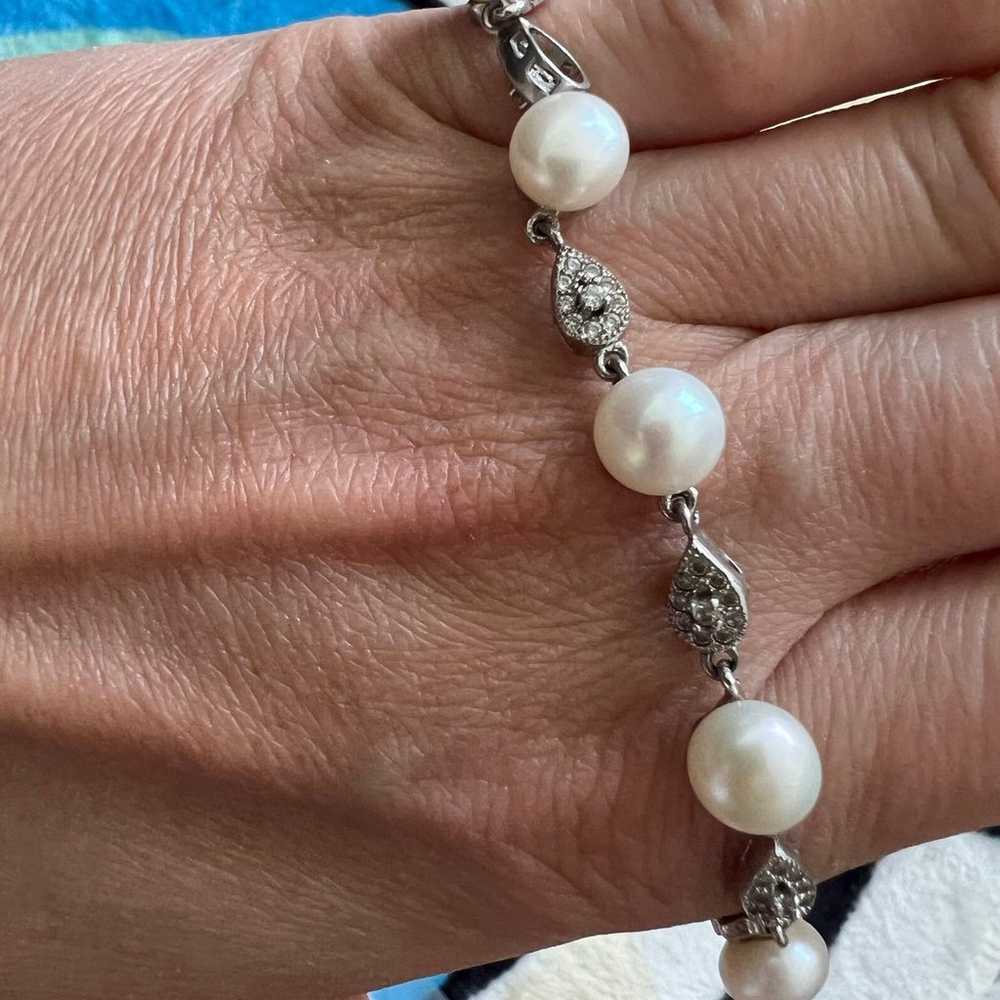Sterling Silver 925 bracelet natural pearls - image 4