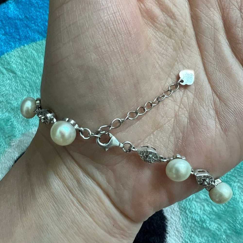 Sterling Silver 925 bracelet natural pearls - image 6