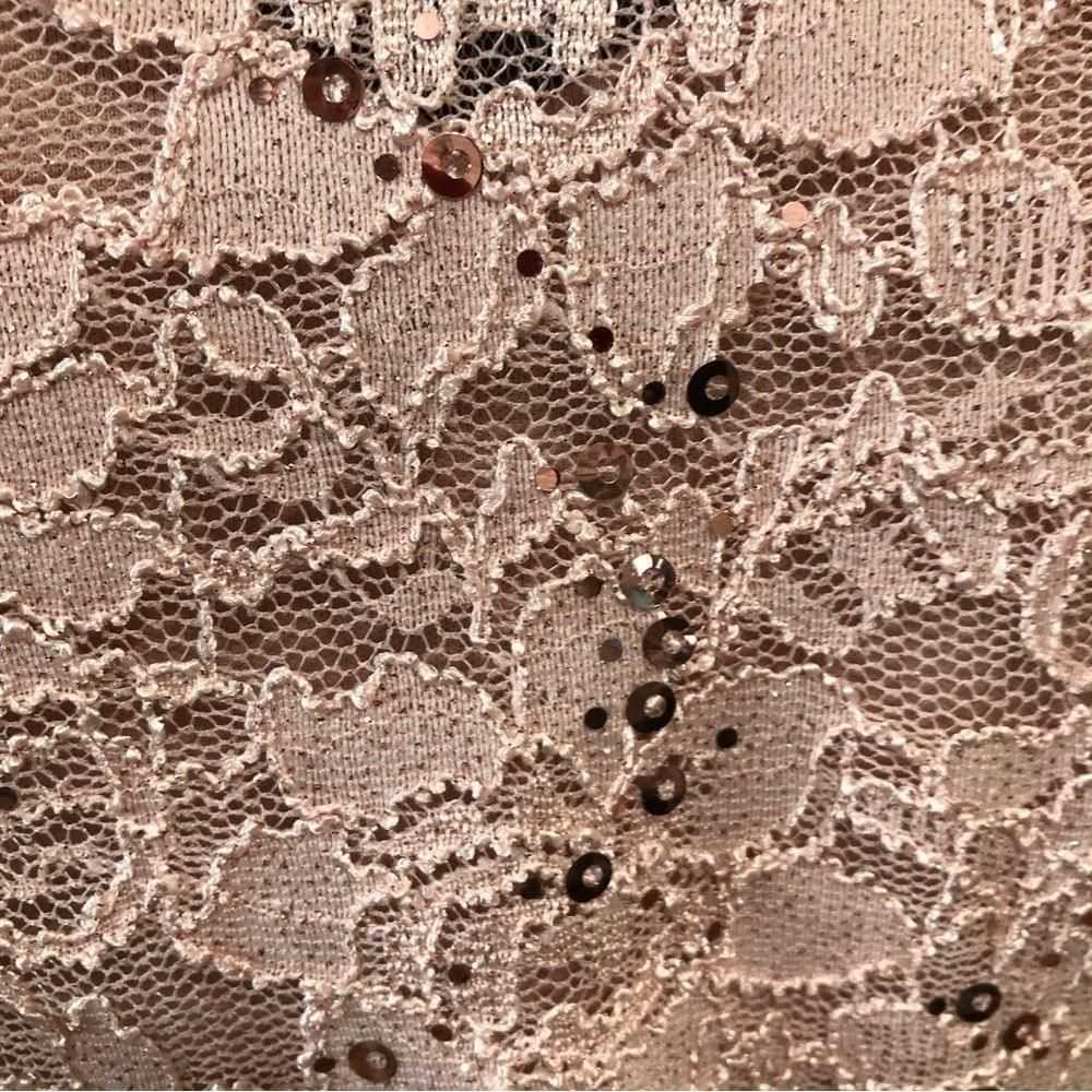 Vintage rose pink lace metallic shine beaded merm… - image 9
