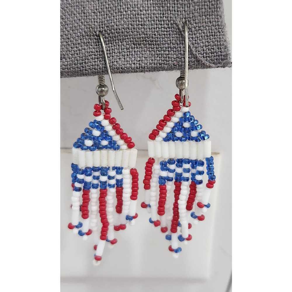 Other Hand Beaded American Flag Red White Blue Da… - image 2