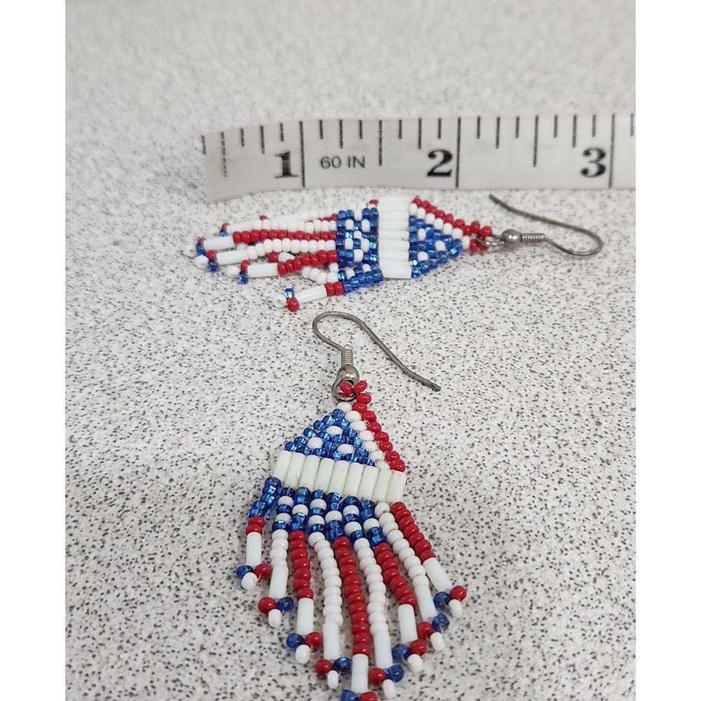 Other Hand Beaded American Flag Red White Blue Da… - image 3