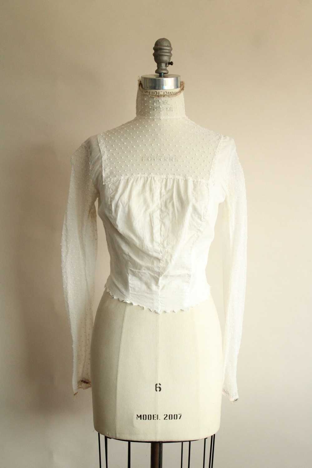 Vintage Antique 1900s Blouse In White With Lace F… - image 2