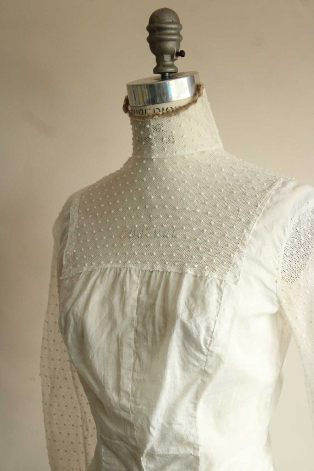 Vintage Antique 1900s Blouse In White With Lace F… - image 6