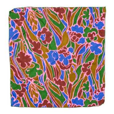 Vintage Blue & Raspberry Pink Abstract Floral Ban… - image 1