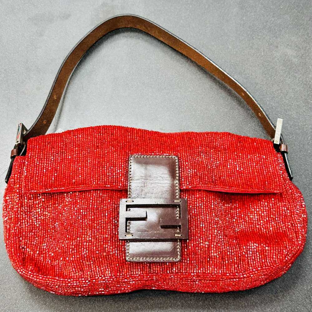Fendi Fendi Rare Limited Edition Red Beaded Brown… - image 1