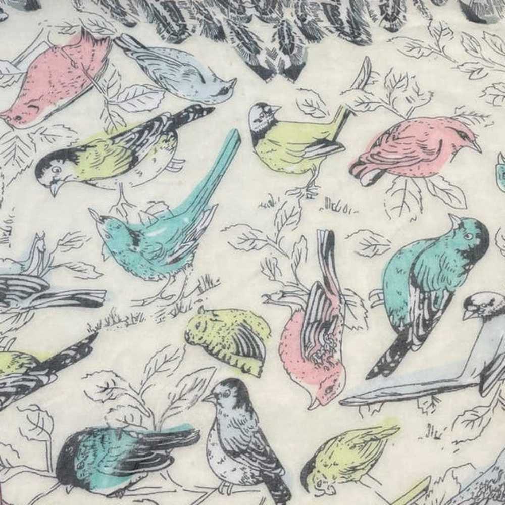 Vintage Colorful Birds Feathers Polka Dot Cotton … - image 5