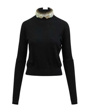 Marni Embellished Collared Sweater in Navy Blue La