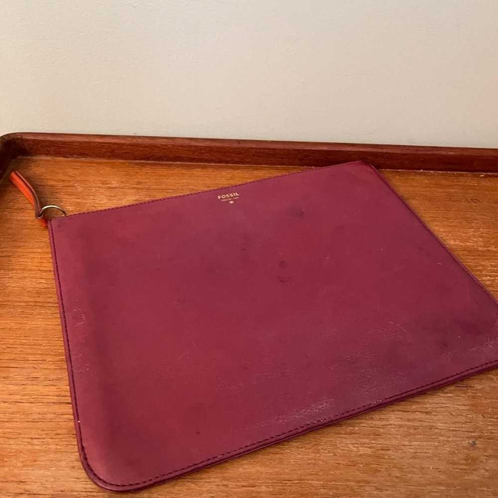 Vintage Leather Fossil Clutch Zipper Pouch - image 2