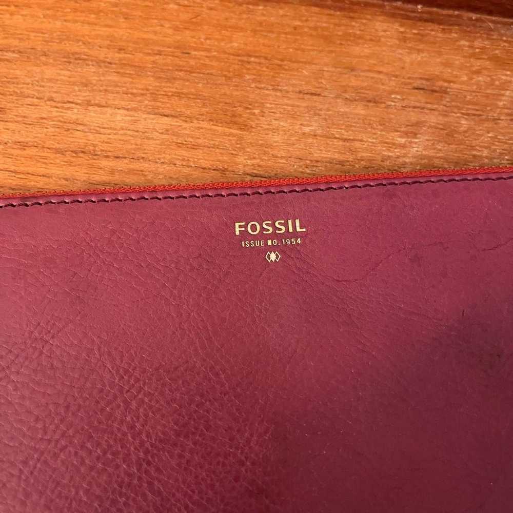 Vintage Leather Fossil Clutch Zipper Pouch - image 3