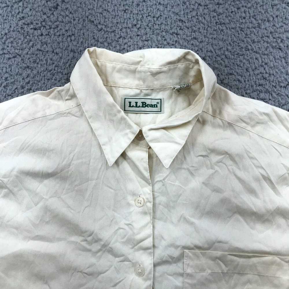 Vintage LL Bean Shirt Womens 12 Beige Solid Butto… - image 2