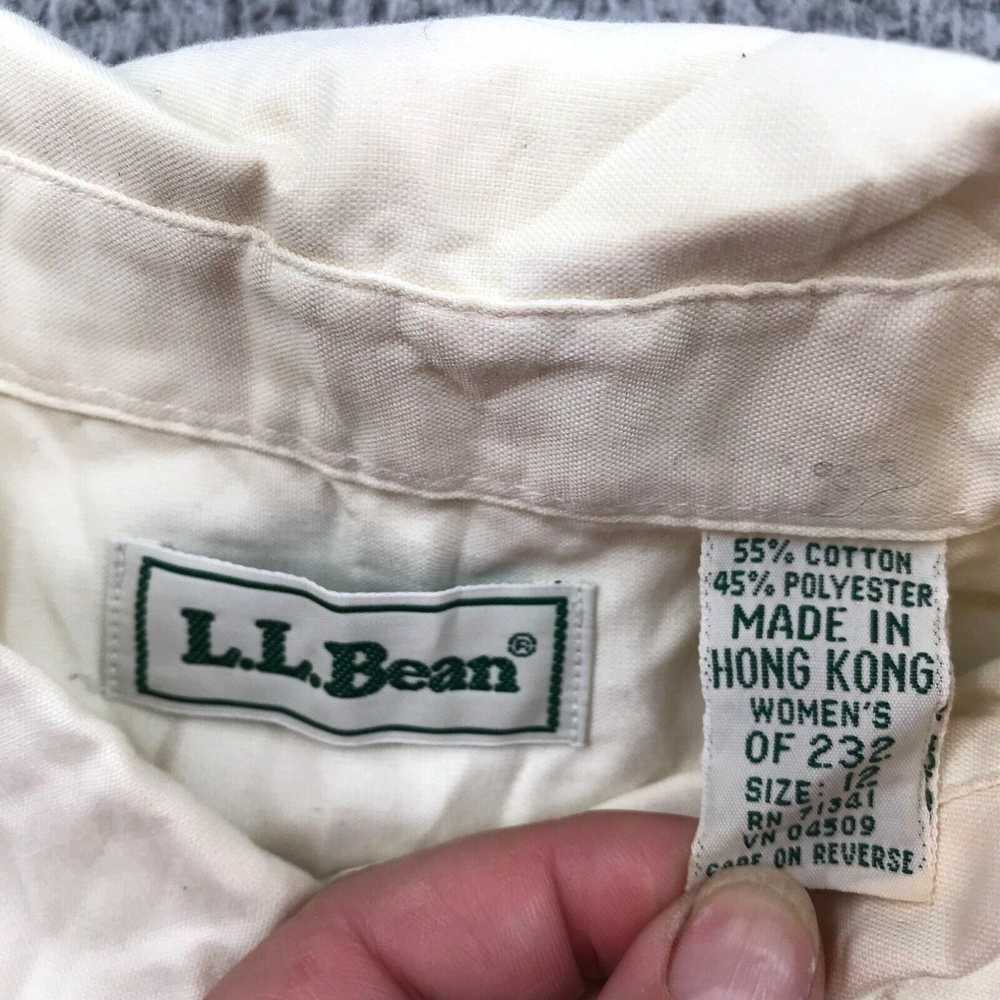 Vintage LL Bean Shirt Womens 12 Beige Solid Butto… - image 3