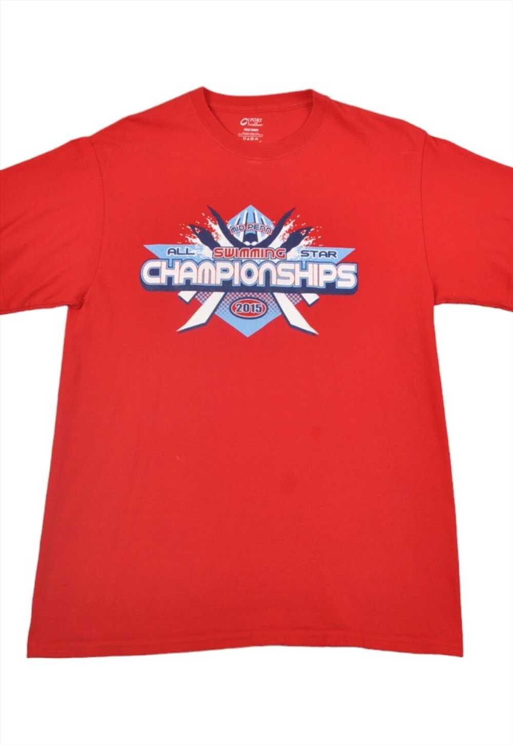 Vintage Swimming Championships T-shirt Red Medium - image 1