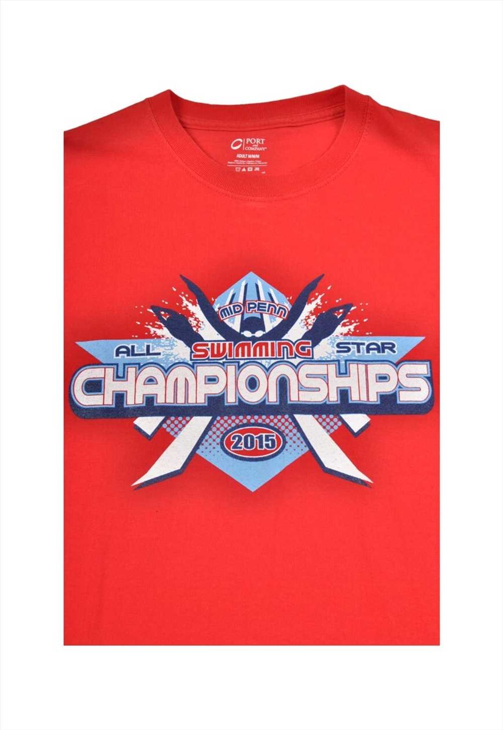 Vintage Swimming Championships T-shirt Red Medium - image 4