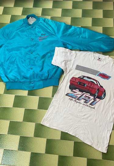 Vintage Chevrolet Chevy Satin Bomber Jacket & FRE… - image 1