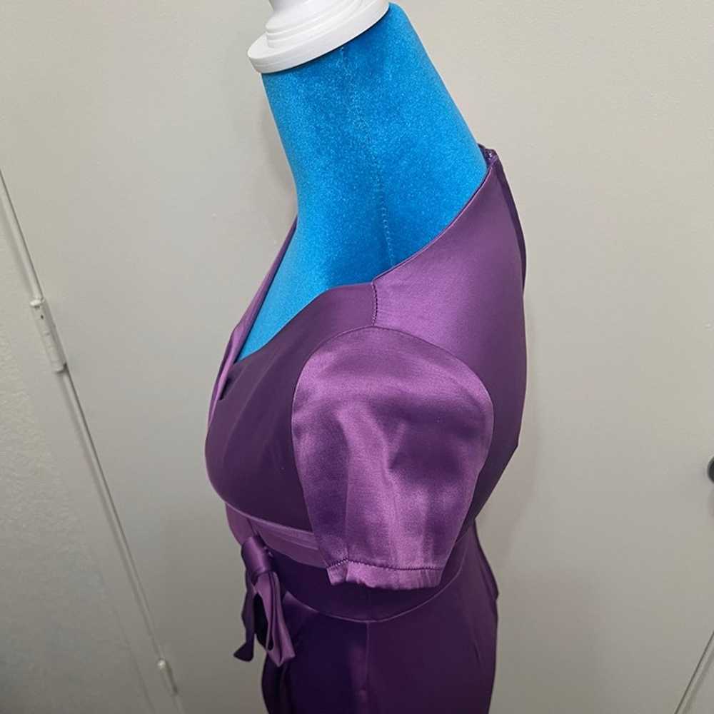 Pinup Couture Ava Wrap Look Dress Purple Satin Pl… - image 11