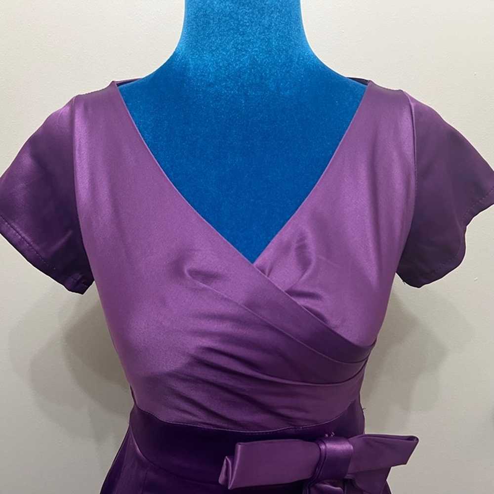 Pinup Couture Ava Wrap Look Dress Purple Satin Pl… - image 3